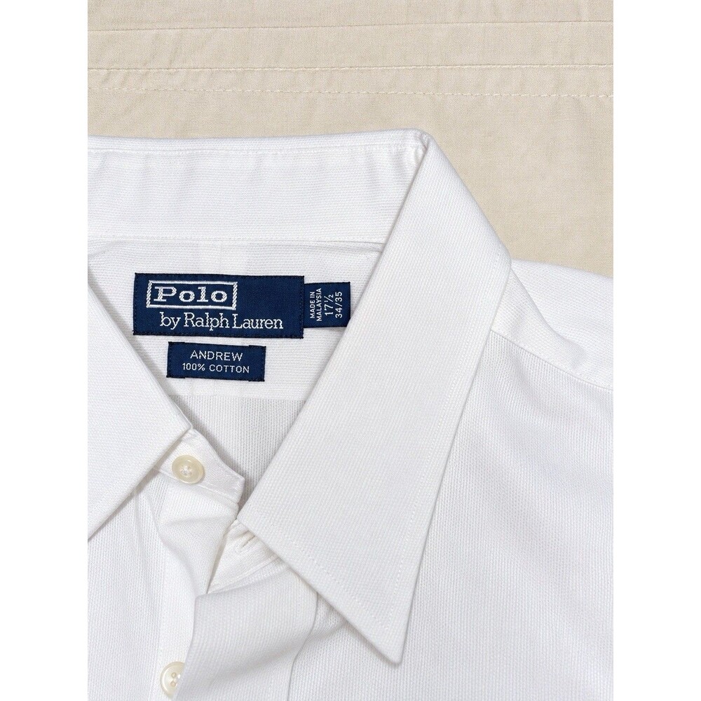 Polo Ralph Lauren Andrew White Dress Shirt 17.5 34/35 Cotton NWT